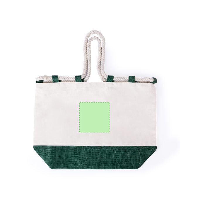 Detalle pequeño en el frontal (hasta 12 × 12 cm) — Bolsa de tela Belesi