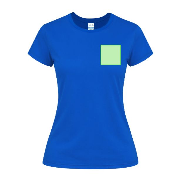 Pecho izquierdo (hasta 8 × 8 cm) — Camiseta de mujer Seiyo