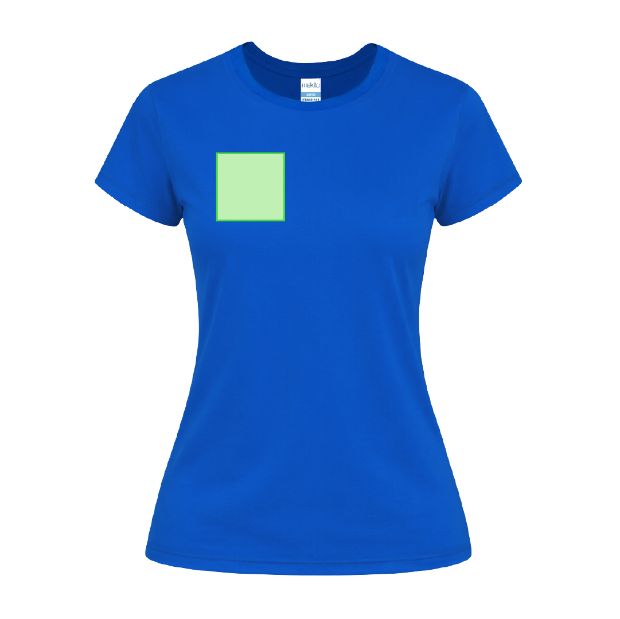 Pecho derecho (hasta 8 × 8 cm) — Camiseta de mujer Seiyo