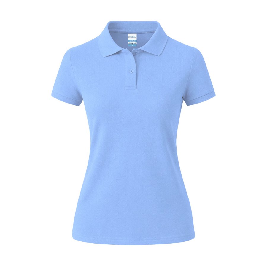 [22343021102] Polo de mujer personalizado con impresión DTF — Charles (Azul claro, S)